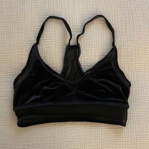 Alo Yoga Black Velvet & Mesh Sports Bra